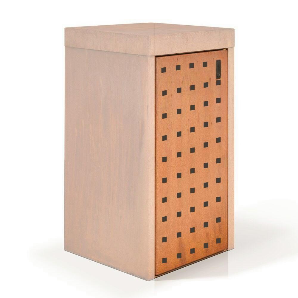 Mülltonnenbox 120 Liter Corten - Zulage Lochblechtür