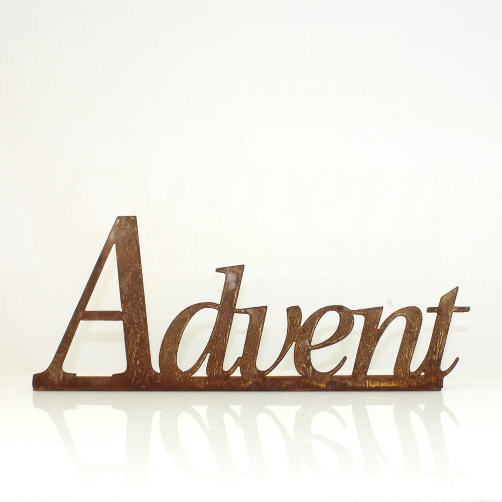 Rost Advent Schriftzug auf Platte 600 mm