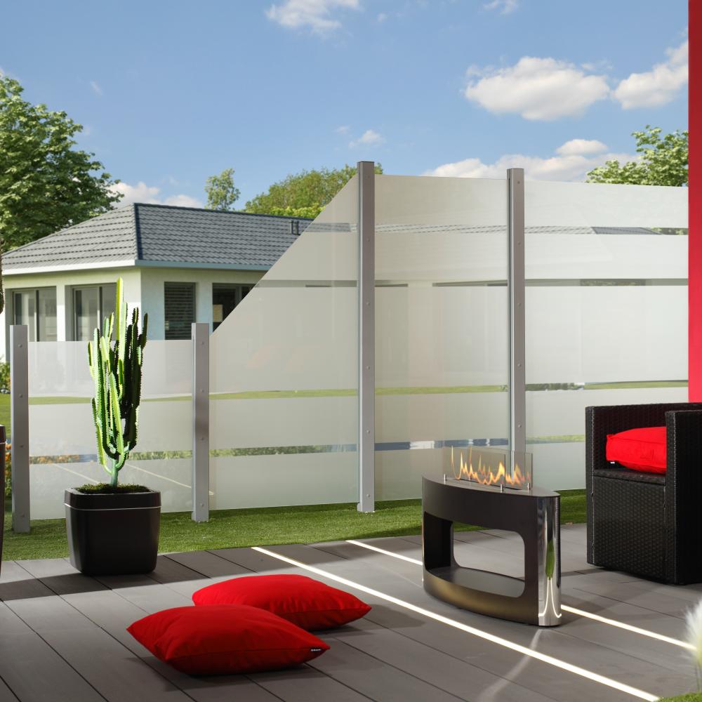 Sichtschutz WPC/ALU Glas ESG 0900 x 1800 mm Alpha
