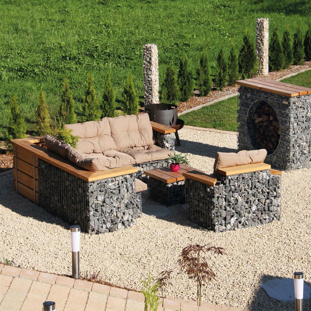 Gabionen Gartenlounge Ecksofa