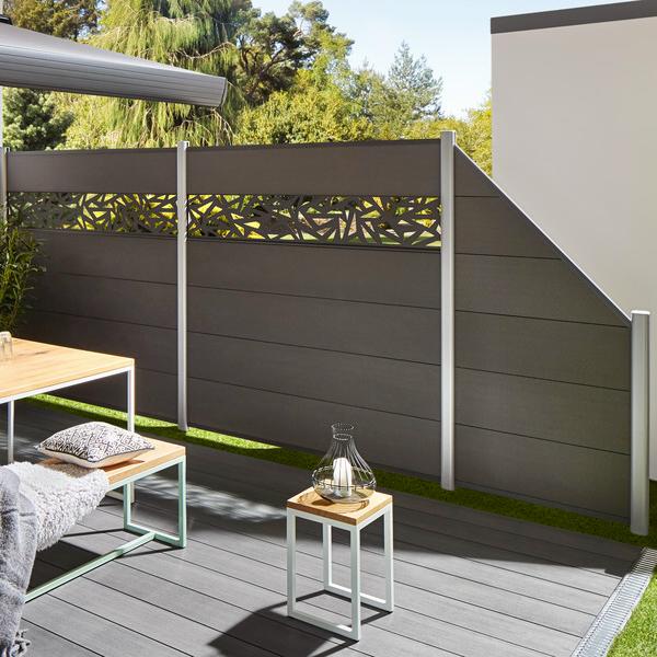 Sichtschutz WPC XL 0890 x 1830 mm anthrazit - schräg