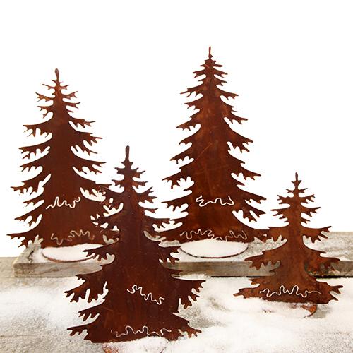 Rost Tannenbaum Set auf Platte 4er 300 mm bis 500 mm