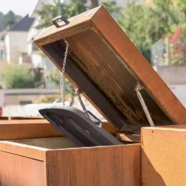 Mülltonnenbox 120 Liter Corten - Zulage Klappdeckel