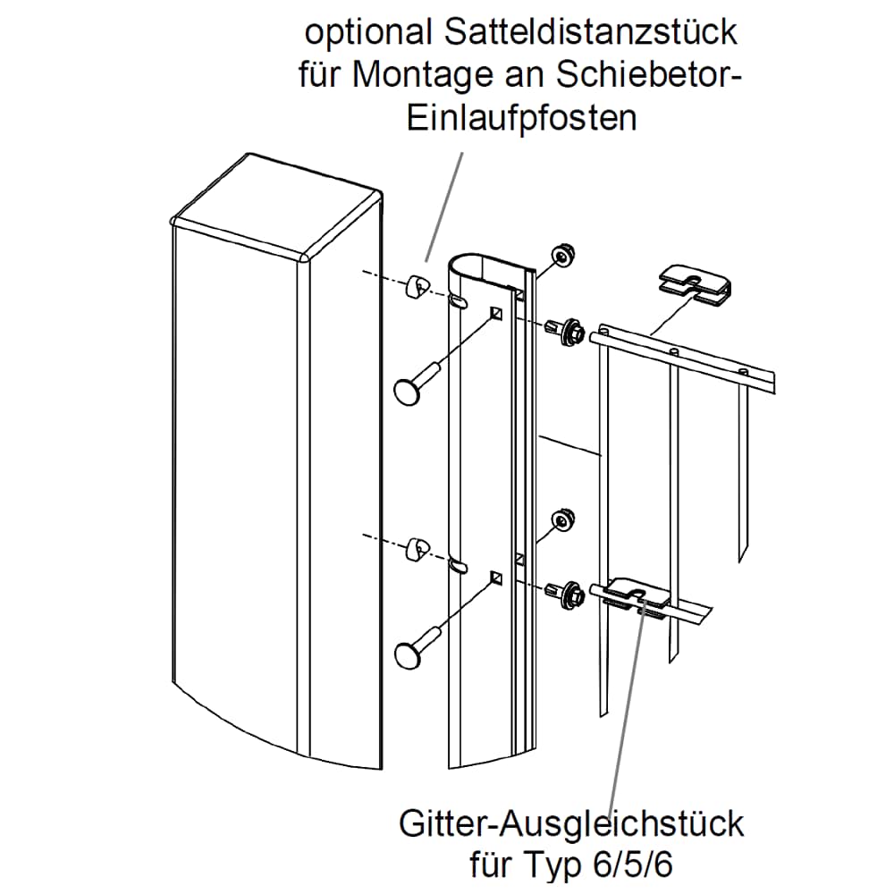 Zaunanschlussset 0800 mm, U-Profil RAL 7016 anthrazit