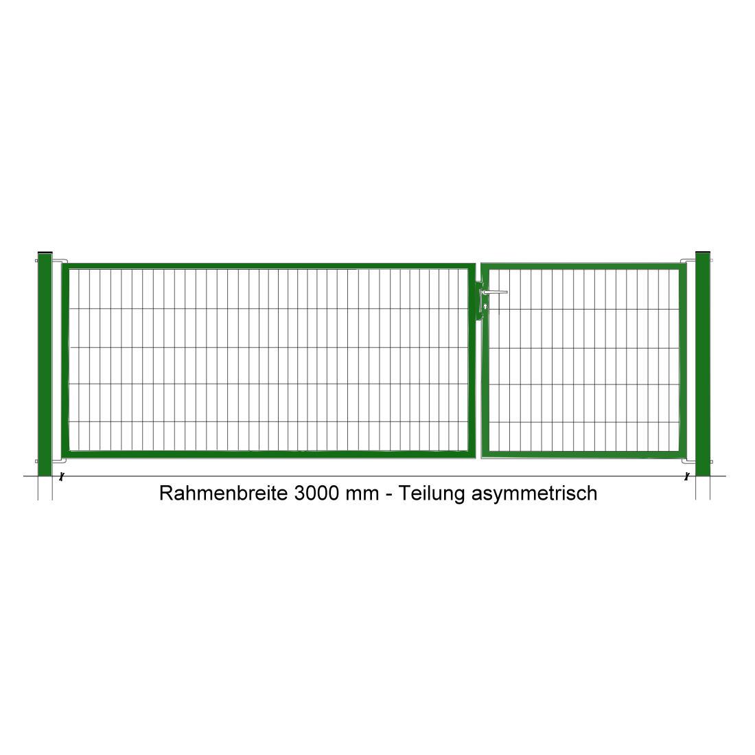 Industrie-Kombitor 0800 x2980 mm, 2-flgl., asymmetrisch, moosgrün