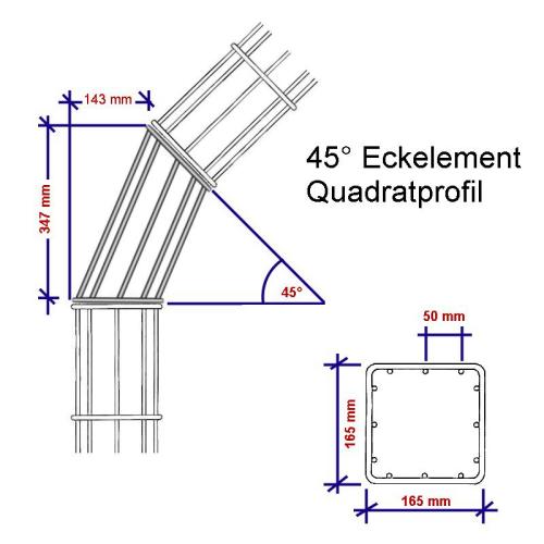 Ranko® Ranksäule Quadrat, Eckausbildung 45°, feuerverzinkt