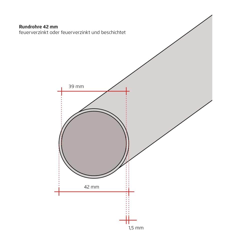 Zaunhöhe 1750 mm, Pfosten verzinkt Ø 42x2250 mm