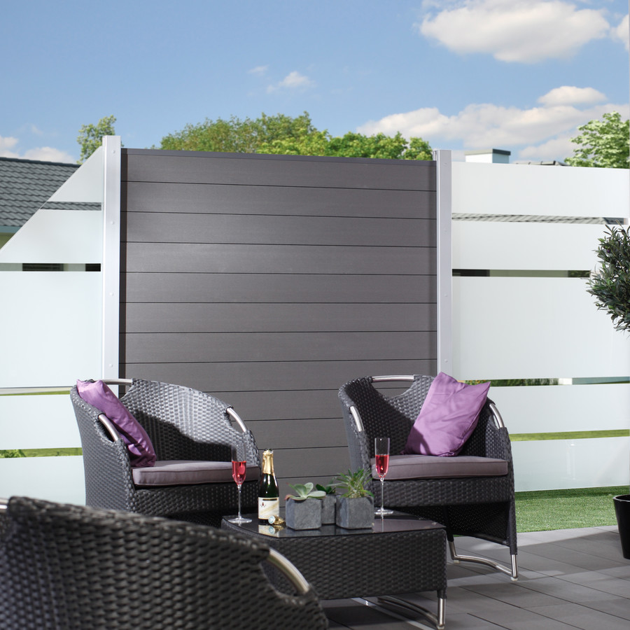 Sichtschutz WPC Classic 1780 x 1830 mm anthrazit - Leiste anthrazit