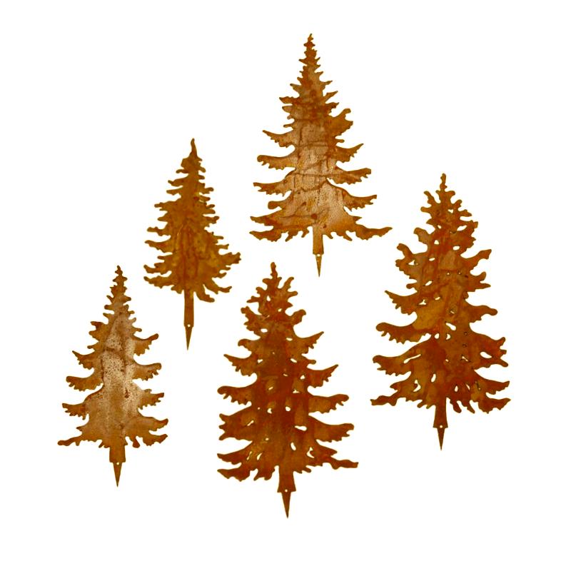 Rost Dekoration Wald Stecker Tannenbaum 5er Set