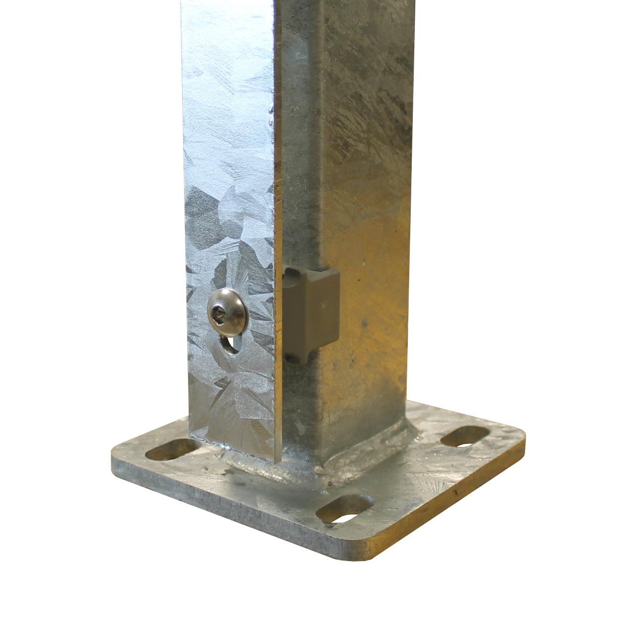 Höhe 0630 mm verzinkt, Zaunpfosten Typ HS Mitte Bodenplatte