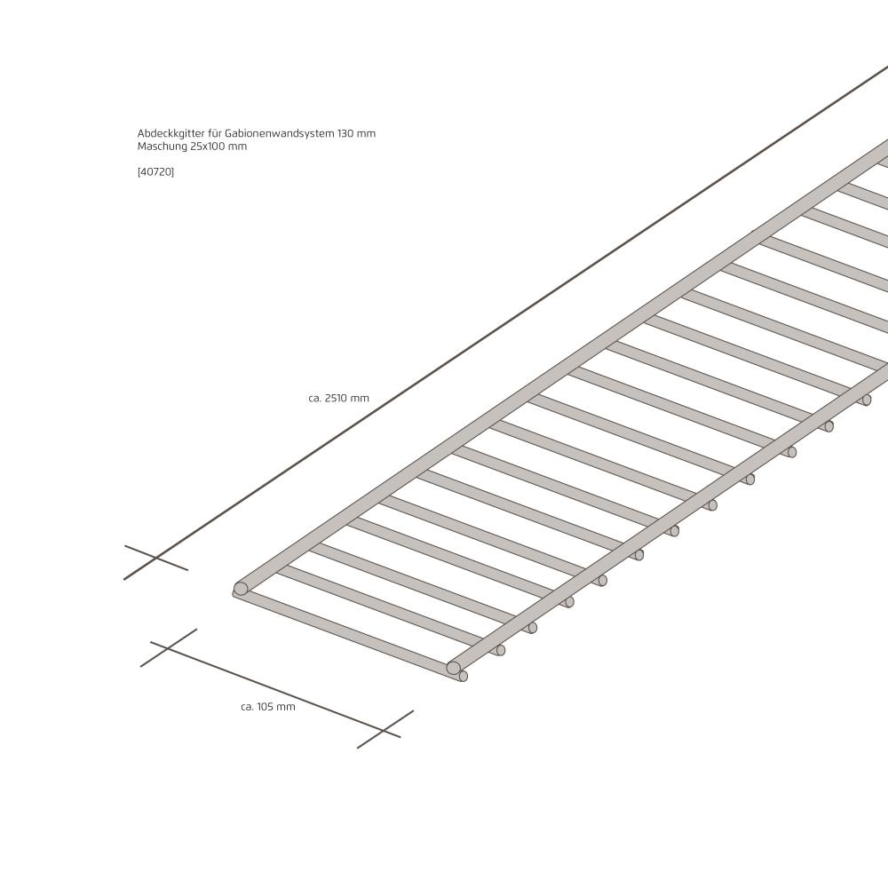 Wandsystem 130 mm Abdeckgitter mit Klammerset