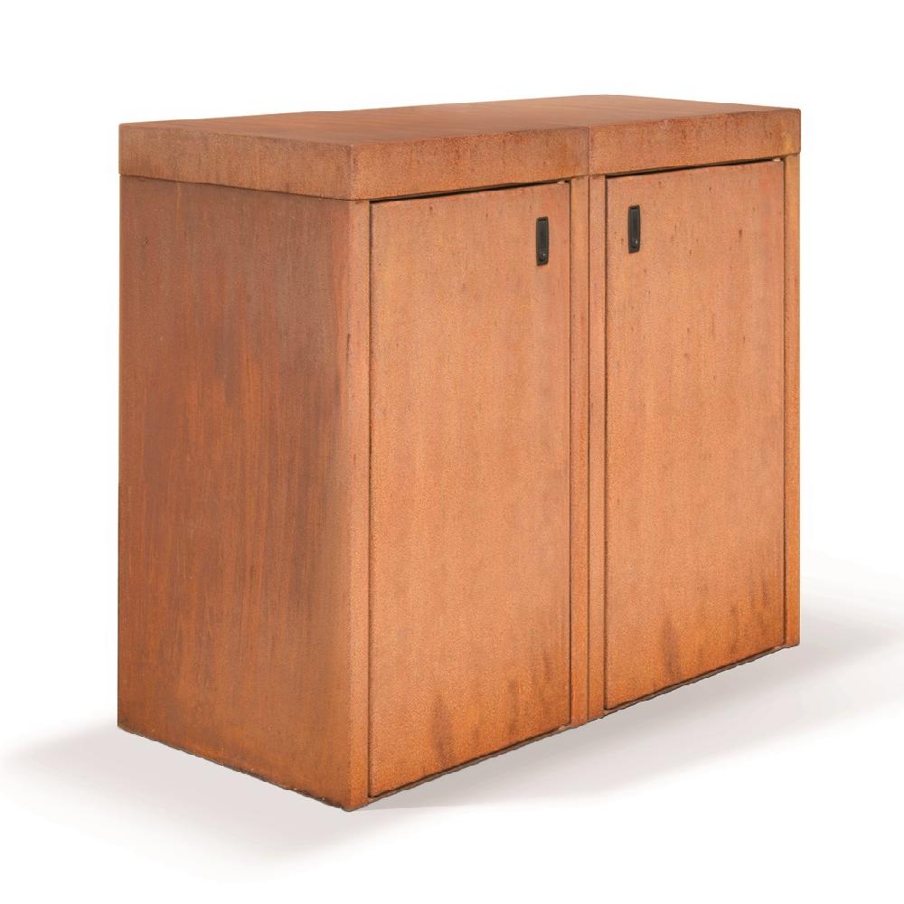 Mülltonnenbox 120 Liter Corten - Doppelt
