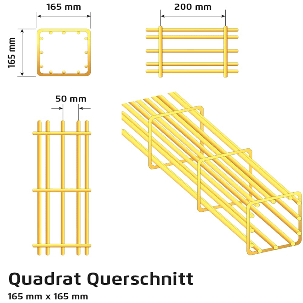 Ranko® Ranksaeule 1008 mm, Quadrat pulverbeschichtet