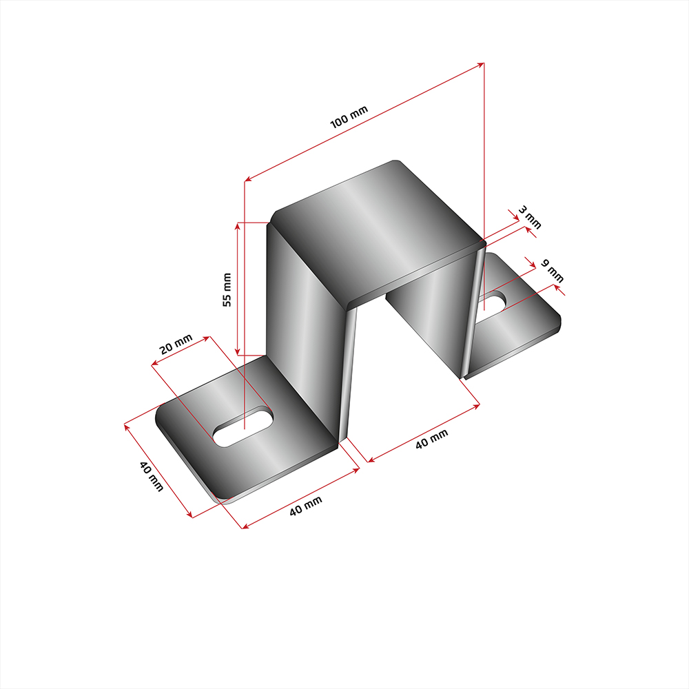 Wandbefestigungsschelle für Rechteckpfosten 60x40 mm anthrazitgrau