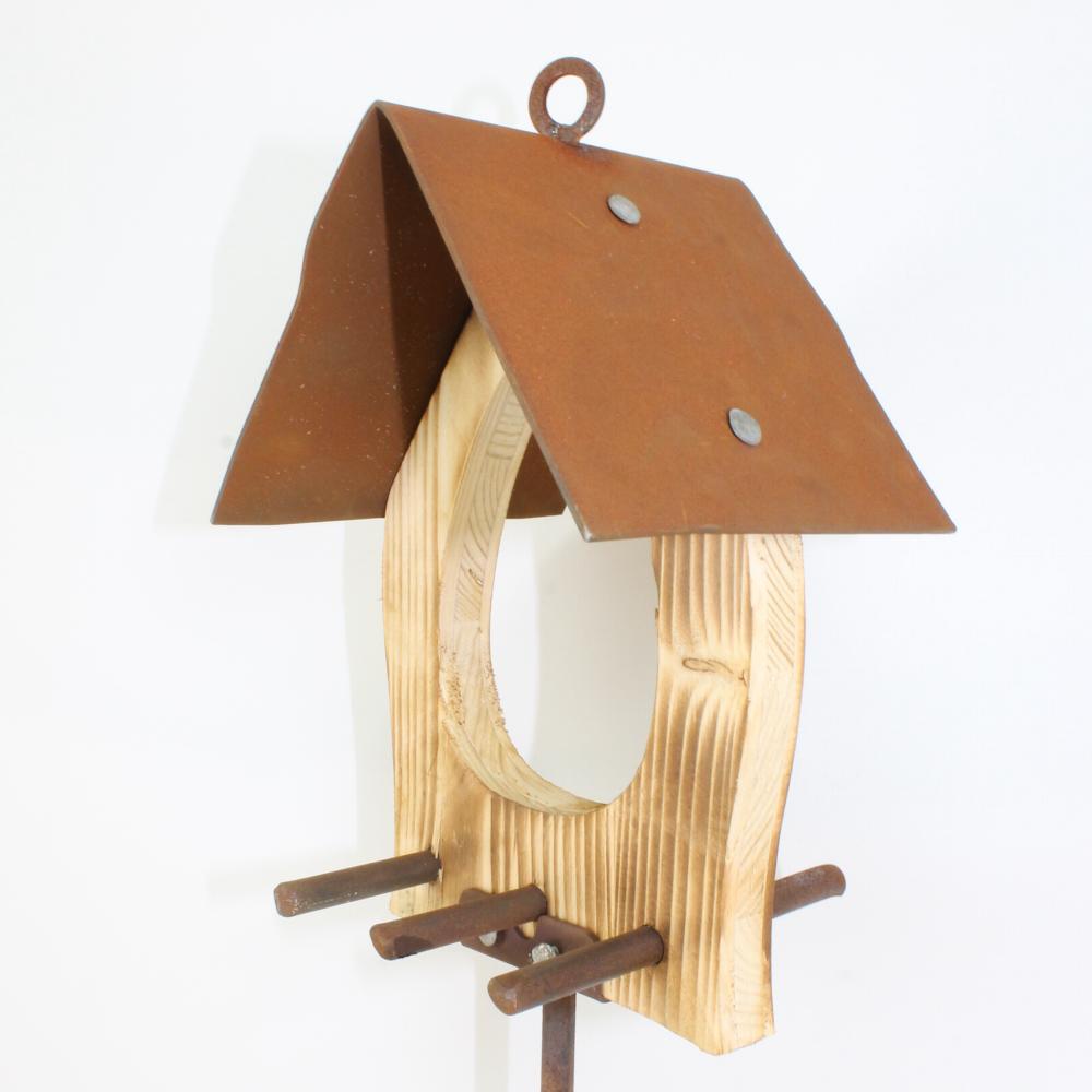 Vogelhaus Rost/Holz Meisenknödelhalter auf Stab