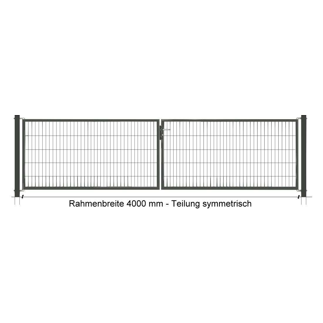 Industrie-Kombitor 0800 x 3980 mm, 2-flgl., symmetrisch, anthrazitgrau