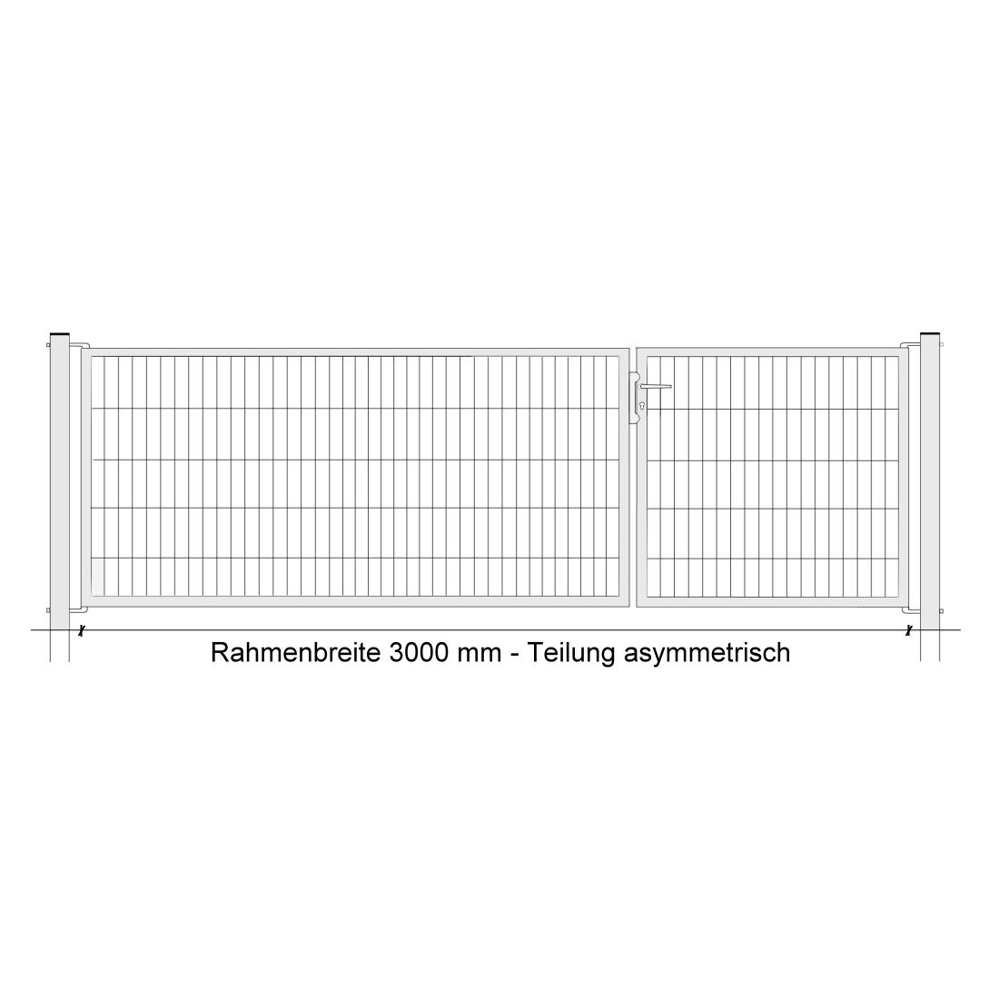 Industrie-Kombitor 0800x3000mm 2-flgl asymmetrisch, verzinkt