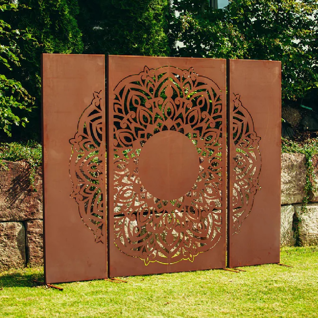 Rost Sichtschutz Mandala 3-teilig