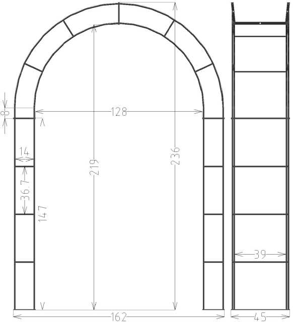 Rosenbogen Massiv 1620 x 2360 mm beschichtet